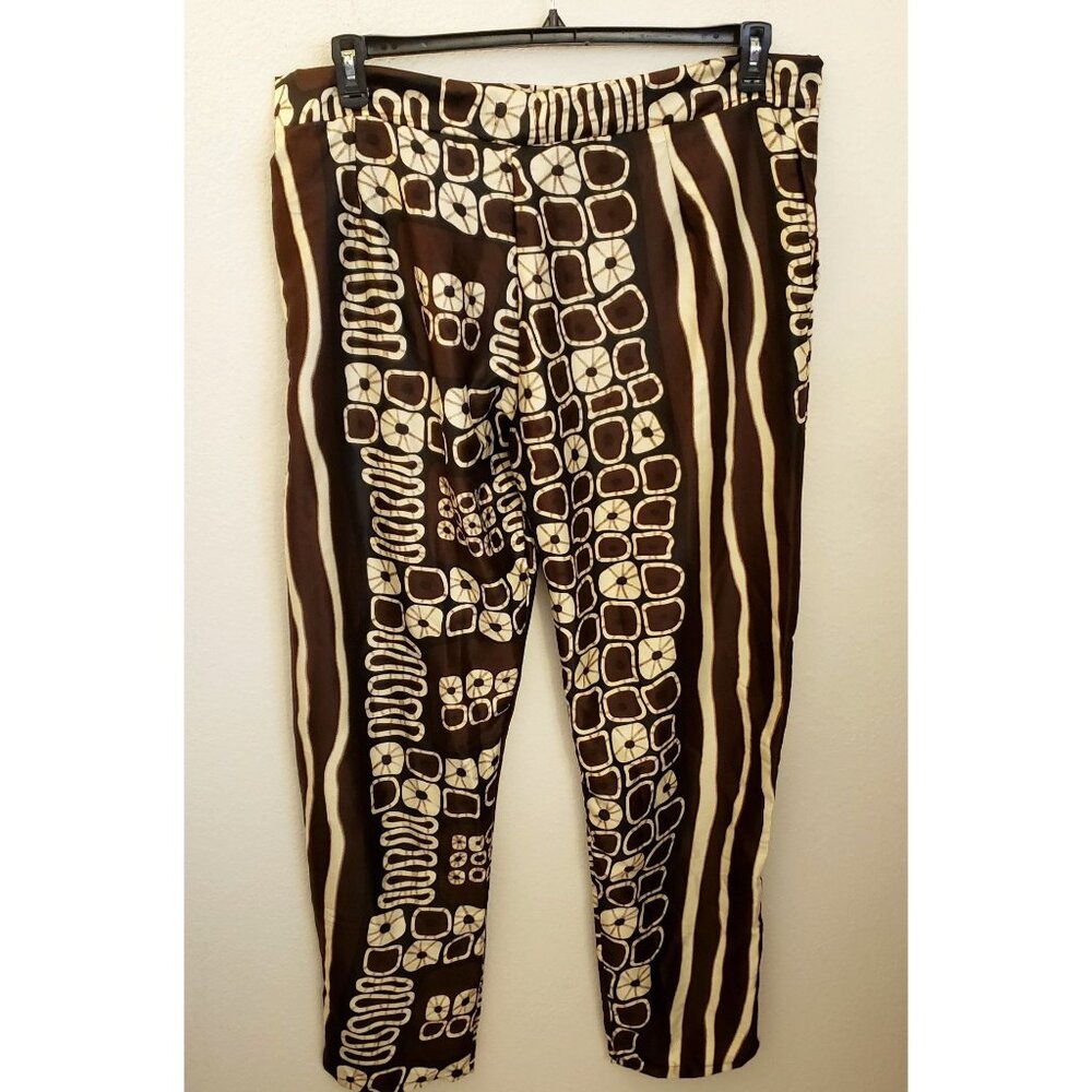 Grass-fields African Mixed Print Plus Size Pants  Side Zip Pockets US Sz 18* EUC